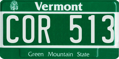 VT license plate COR513