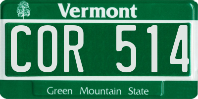 VT license plate COR514