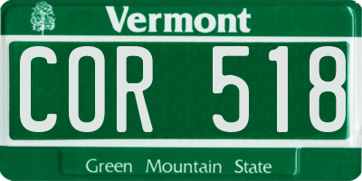 VT license plate COR518