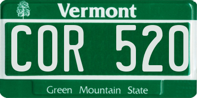 VT license plate COR520