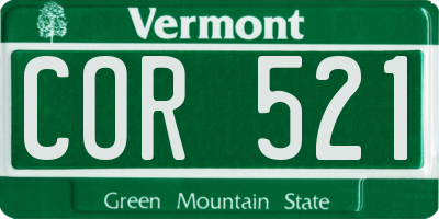 VT license plate COR521