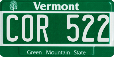 VT license plate COR522