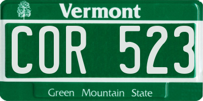 VT license plate COR523