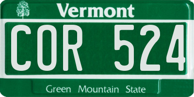 VT license plate COR524