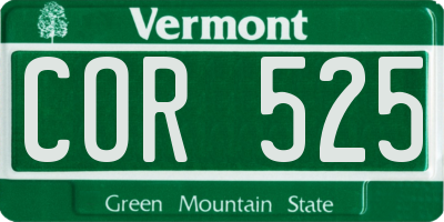 VT license plate COR525