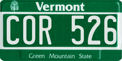 VT license plate COR526