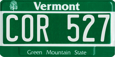 VT license plate COR527