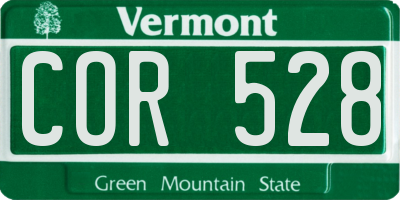 VT license plate COR528