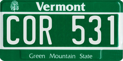 VT license plate COR531