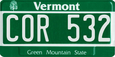VT license plate COR532