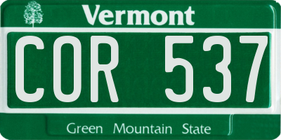 VT license plate COR537