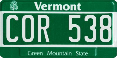 VT license plate COR538