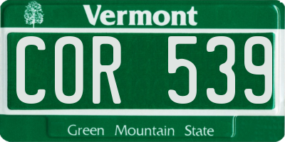 VT license plate COR539