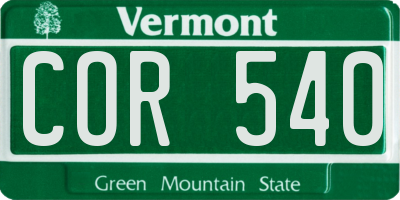 VT license plate COR540