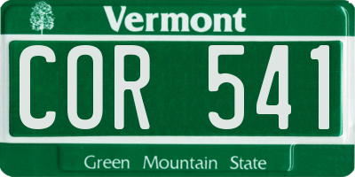 VT license plate COR541
