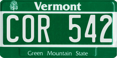 VT license plate COR542