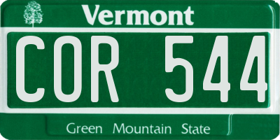 VT license plate COR544
