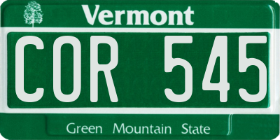 VT license plate COR545