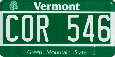 VT license plate COR546