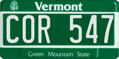 VT license plate COR547