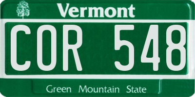 VT license plate COR548