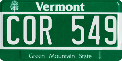 VT license plate COR549