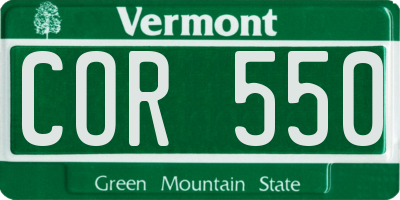 VT license plate COR550
