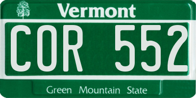VT license plate COR552
