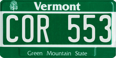 VT license plate COR553