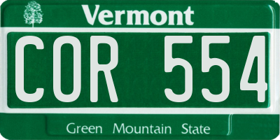 VT license plate COR554