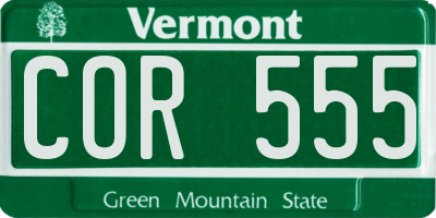 VT license plate COR555