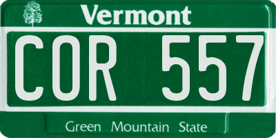 VT license plate COR557