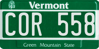 VT license plate COR558