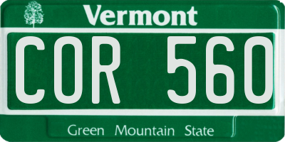 VT license plate COR560