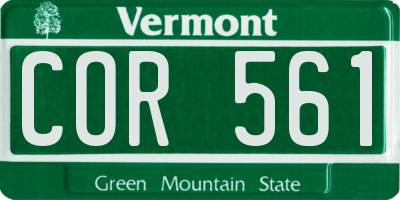 VT license plate COR561