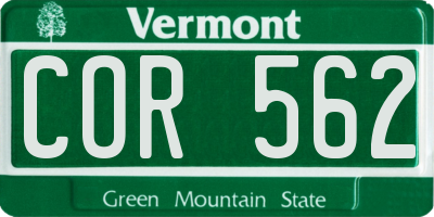 VT license plate COR562