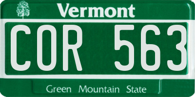 VT license plate COR563