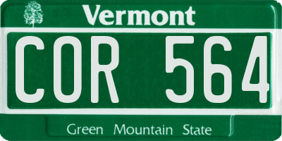 VT license plate COR564