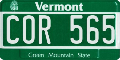 VT license plate COR565