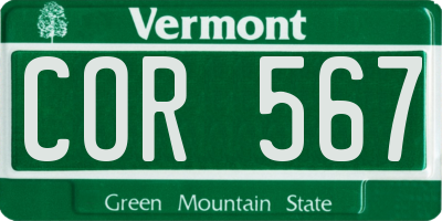 VT license plate COR567