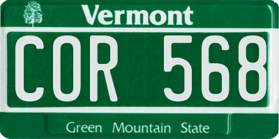 VT license plate COR568