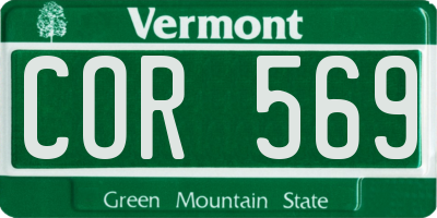 VT license plate COR569
