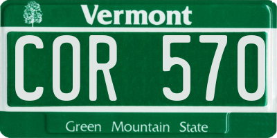 VT license plate COR570