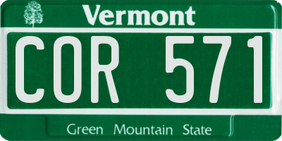 VT license plate COR571