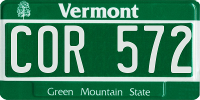 VT license plate COR572