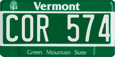 VT license plate COR574