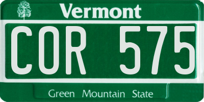 VT license plate COR575