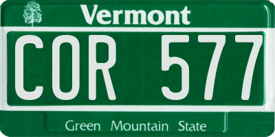 VT license plate COR577