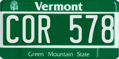 VT license plate COR578