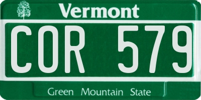 VT license plate COR579